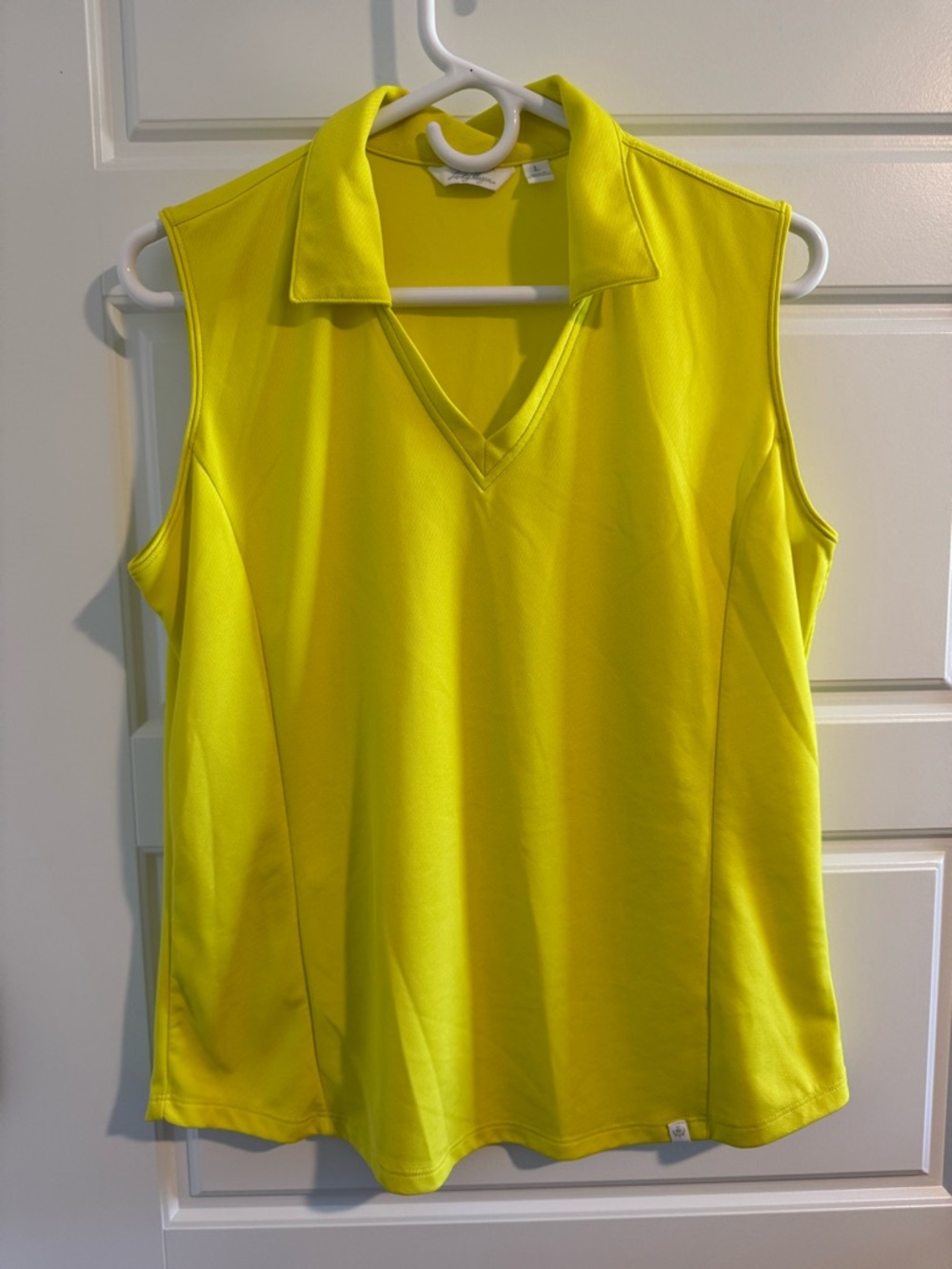 Lady Hagen Bright Yellow Sleeveless Golf Polo, Size L
